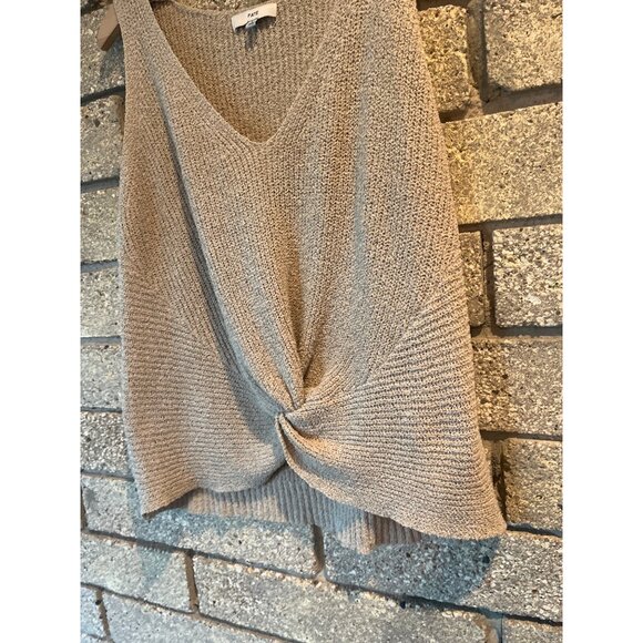 Twist Front Knit Tank Top By Fate In Light Beige Size L Womens Sleeveless V-Neck - Picture 2 of 7
